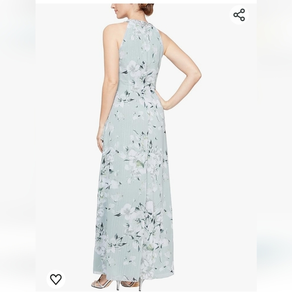 SL Fashions Womens Long Maxi Chiffon Gown with Jewel Halter Neck - Picture 6 of 16